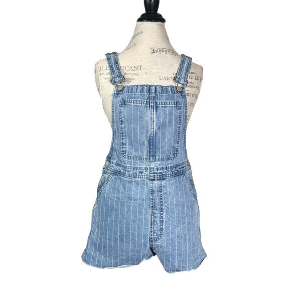 Madewell | Women | Pinyon Pinstripe Denim Short Overall Shortalls | Size XS - Picture 2 of 12